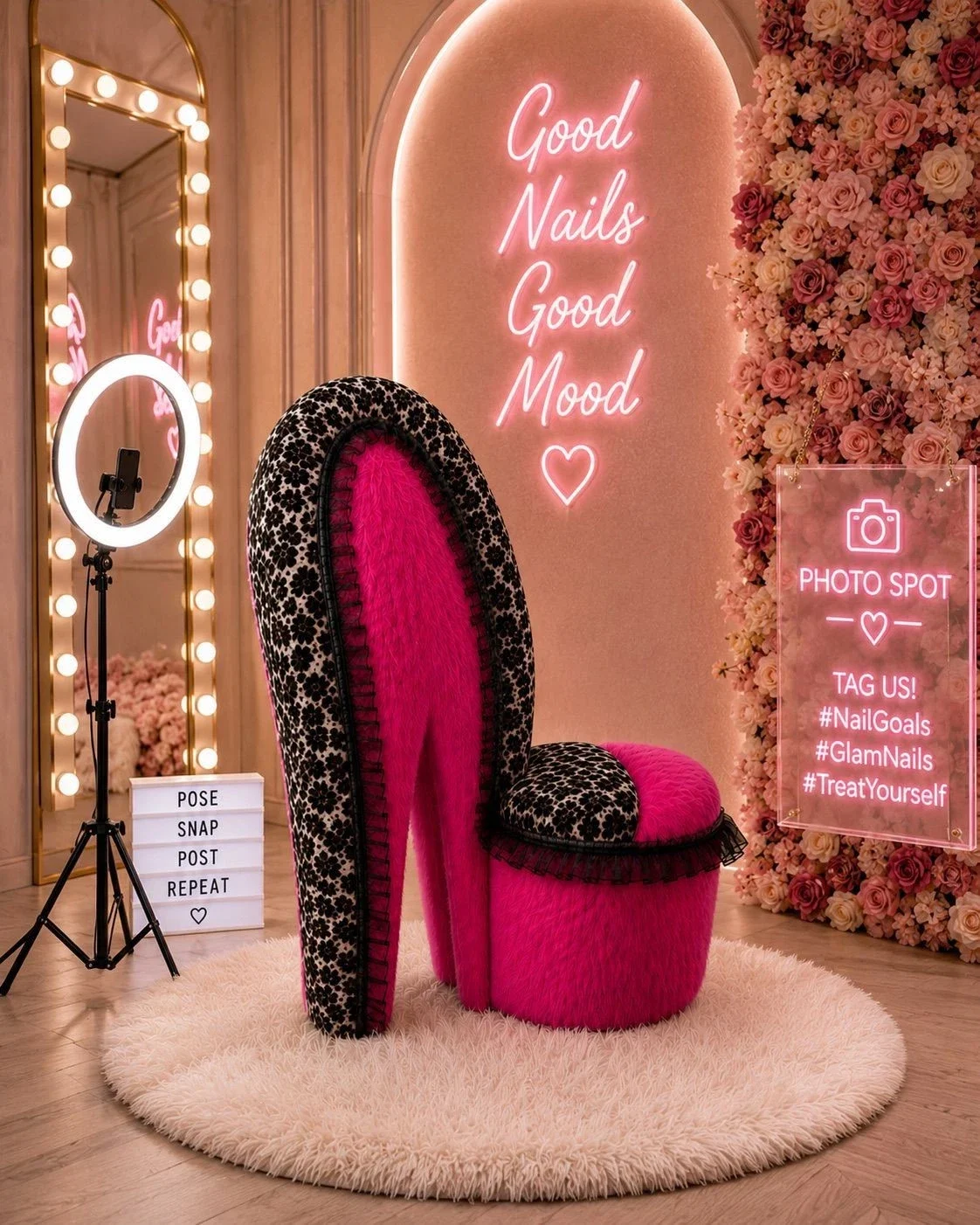 hot-pink-faux-fur-leopard-print-high-heel-shoe-chair-glam-stiletto-accent