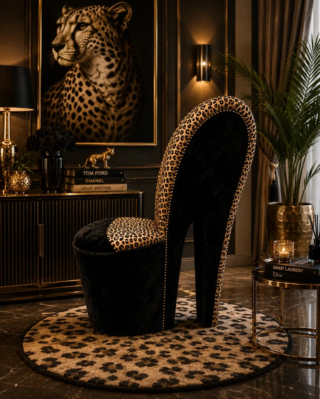 midnight-luxe-black-crush-cheetah-print-stiletto-high-heel-chair-luxury-glam
